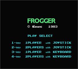 Title screen of Frogger on the MSX.