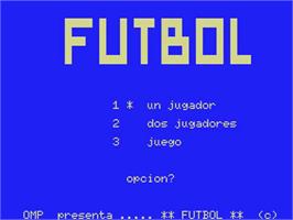 Title screen of Futbol on the MSX.