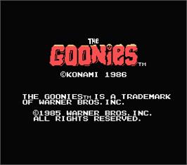 Title screen of Goonies, The on the MSX.