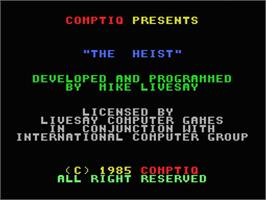 Title screen of Heist on the MSX.