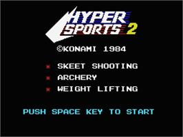 Title screen of Hyper Sports 2 on the MSX.
