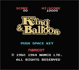 Title screen of King & Balloon on the MSX.