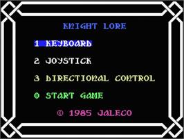 Title screen of Knight Lore on the MSX.