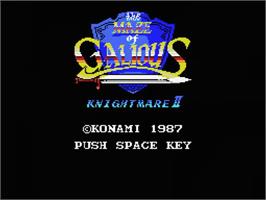 Title screen of Knightmare 2: The Maze of Galious on the MSX.