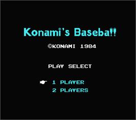 Title screen of Konami's Baseball on the MSX.