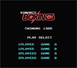 Title screen of Konami's Boxing on the MSX.