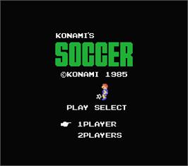 Title screen of Konami's Soccer on the MSX.