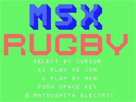 Title screen of MSX Rugby on the MSX.