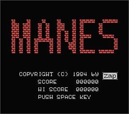 Title screen of Manes on the MSX.