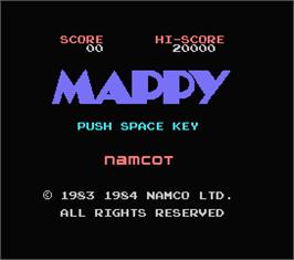 Title screen of Mappy on the MSX.