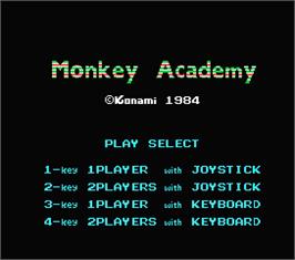 Title screen of Monkey Academy on the MSX.