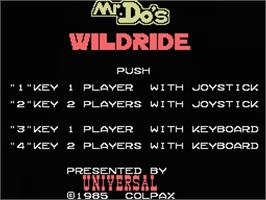Title screen of Mr. Do's Wild Ride on the MSX.