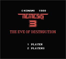 Title screen of Nemesis 3: The Eve of Destruction on the MSX.
