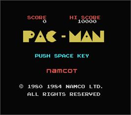 Title screen of Pac-Man on the MSX.