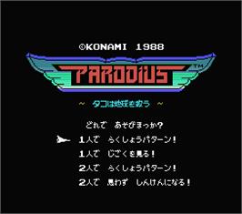 Title screen of Parodius on the MSX.