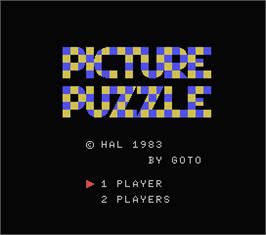Title screen of Picture Puzzle on the MSX.