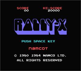 Title screen of Rally X on the MSX.