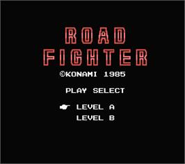 Title screen of Road Fighter on the MSX.