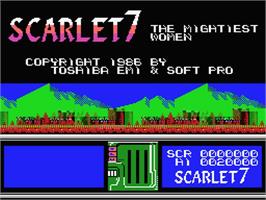 Title screen of Scarlet 7: The Mightiest Women on the MSX.
