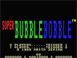 Title screen of Super Bubble Bobble on the MSX.