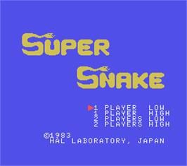 Title screen of Super Snake on the MSX.