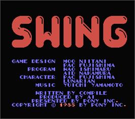 Title screen of Swing on the MSX.