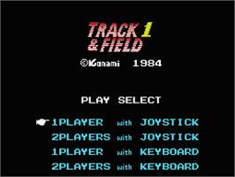 Title screen of Track & Field on the MSX.