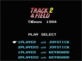 Title screen of Track & Field 2 on the MSX.