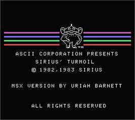 Title screen of Turmoil on the MSX.