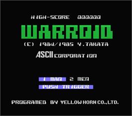 Title screen of Warroid on the MSX.