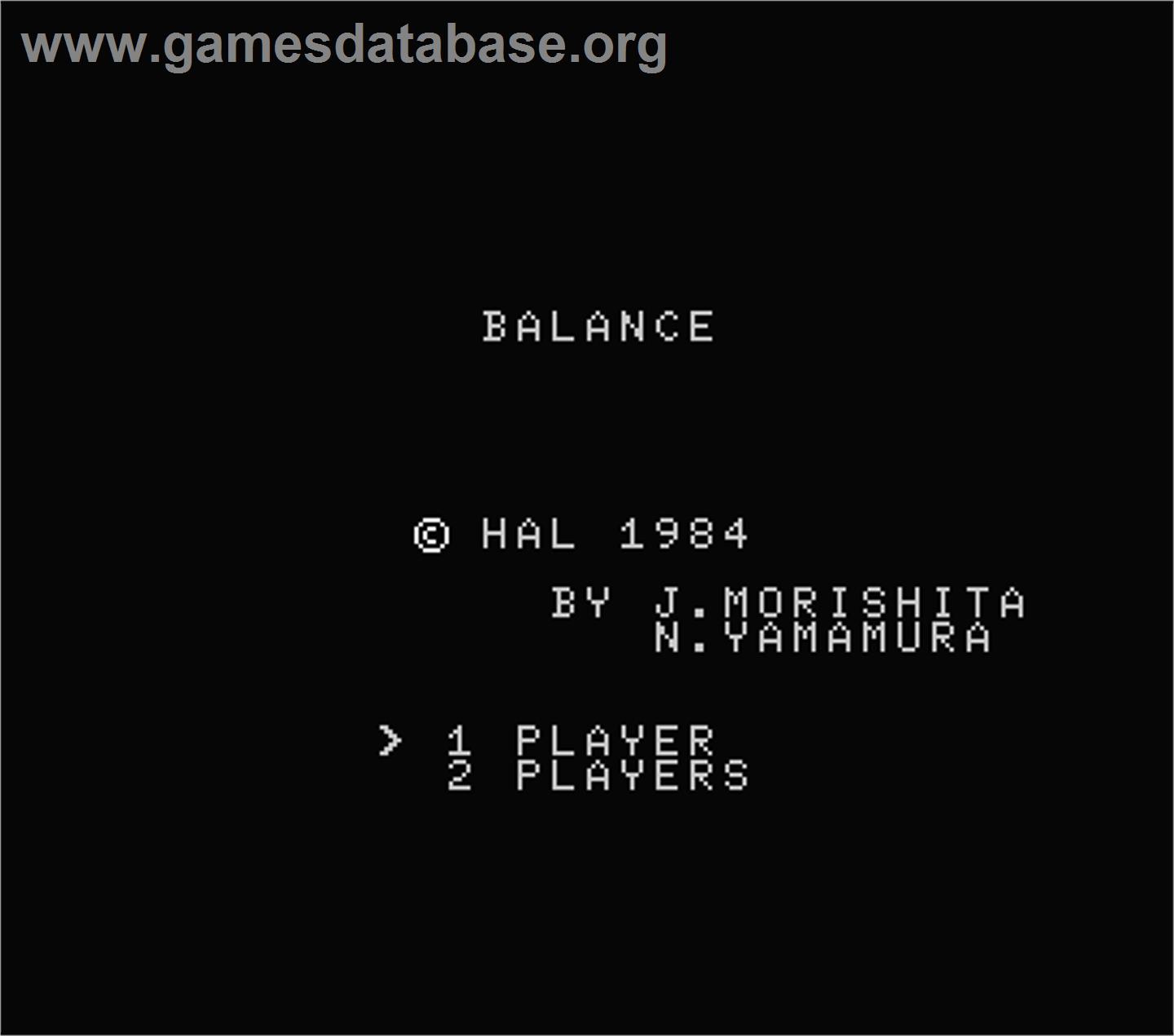 Balance - MSX - Artwork - Title Screen