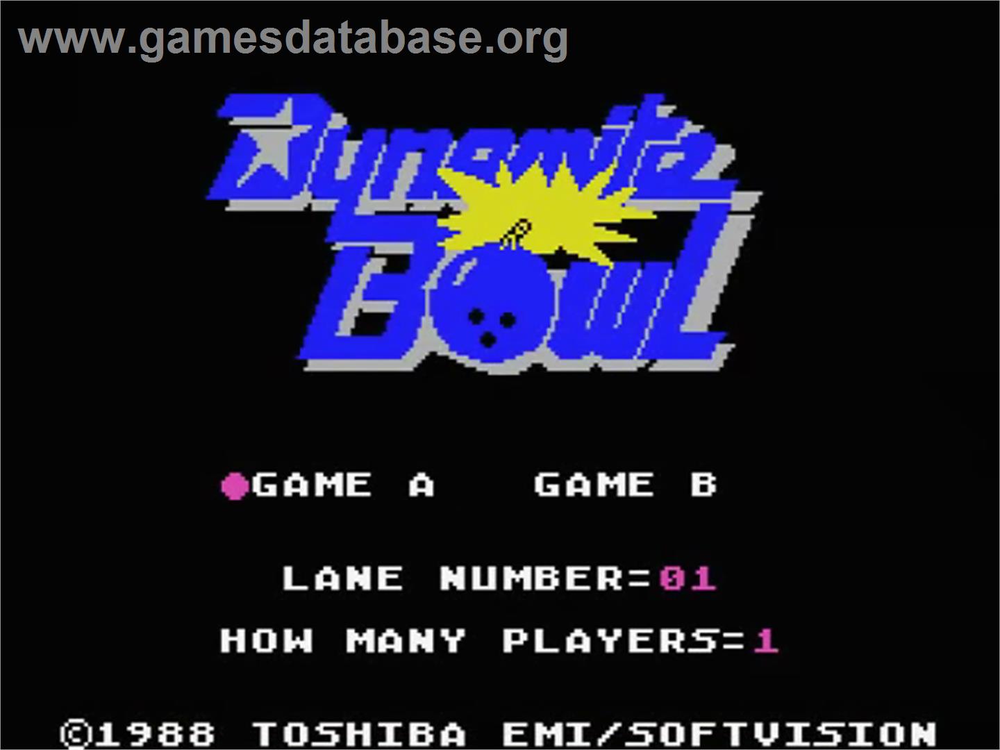 Dynamite Bowl - MSX - Artwork - Title Screen