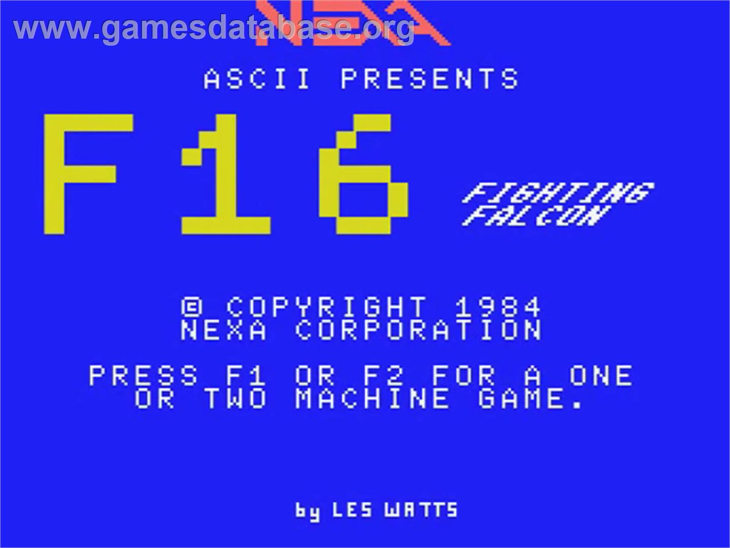 F-16 Fighting Falcon - MSX - Artwork - Title Screen