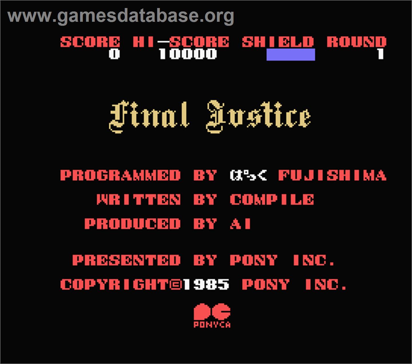 Final Justice - MSX - Artwork - Title Screen