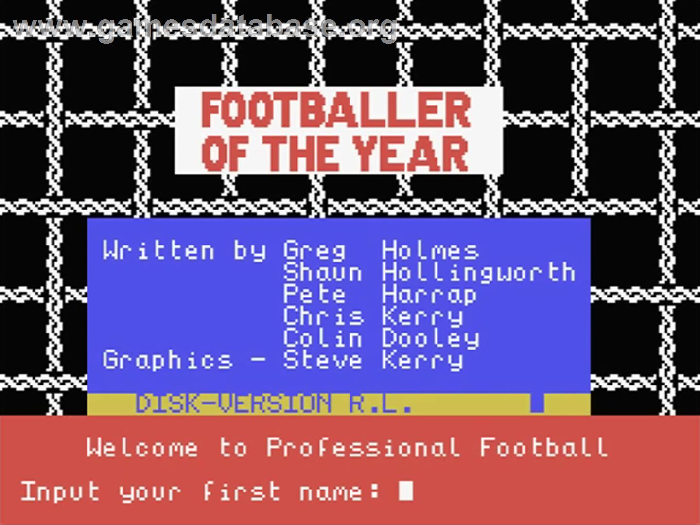 Footballer of the Year - MSX - Artwork - Title Screen