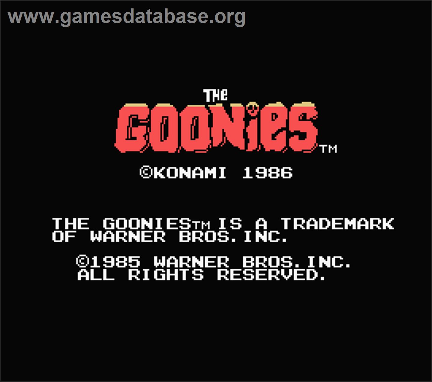 Goonies, The - MSX - Artwork - Title Screen
