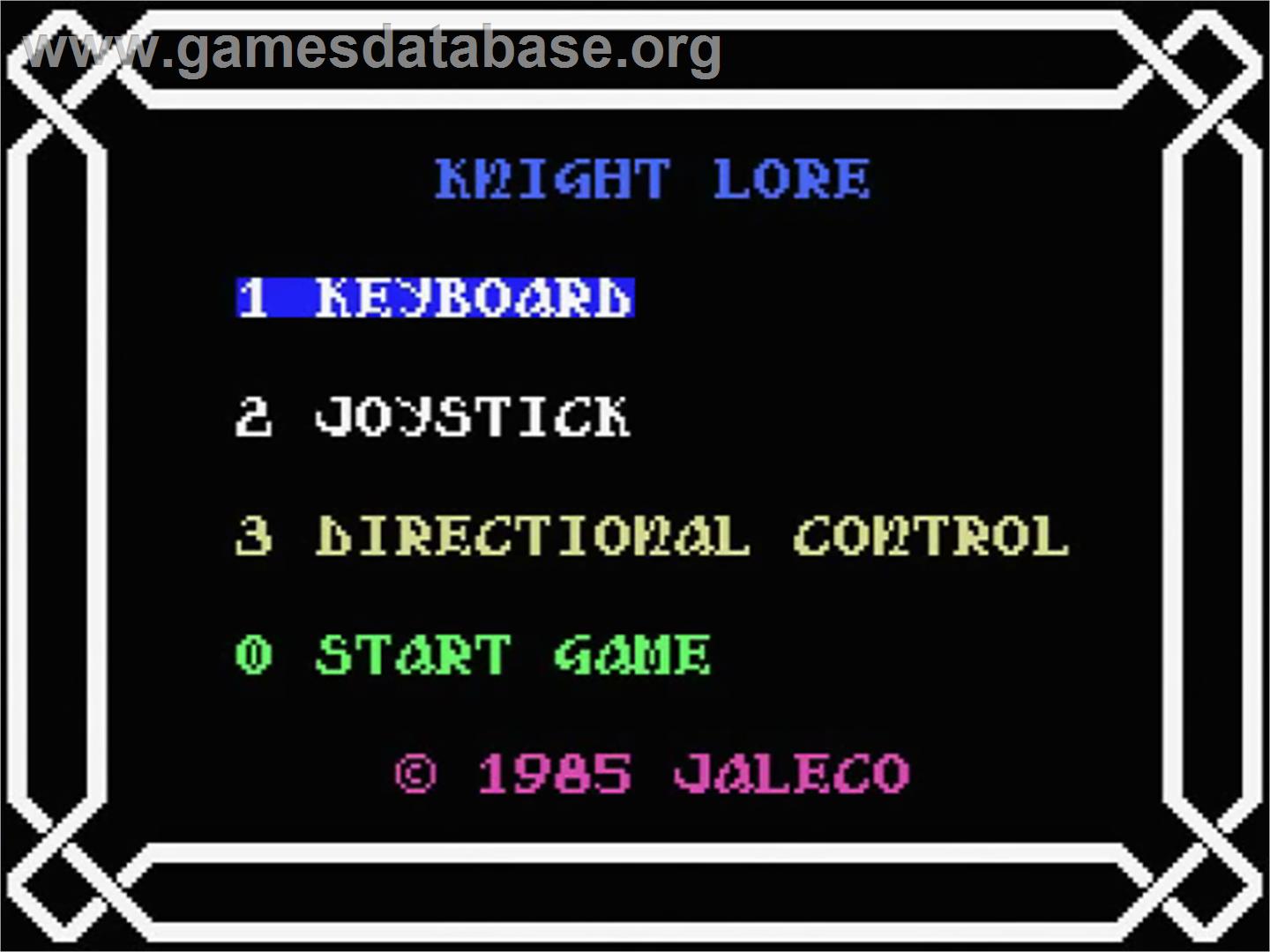 Knight Lore - MSX - Artwork - Title Screen