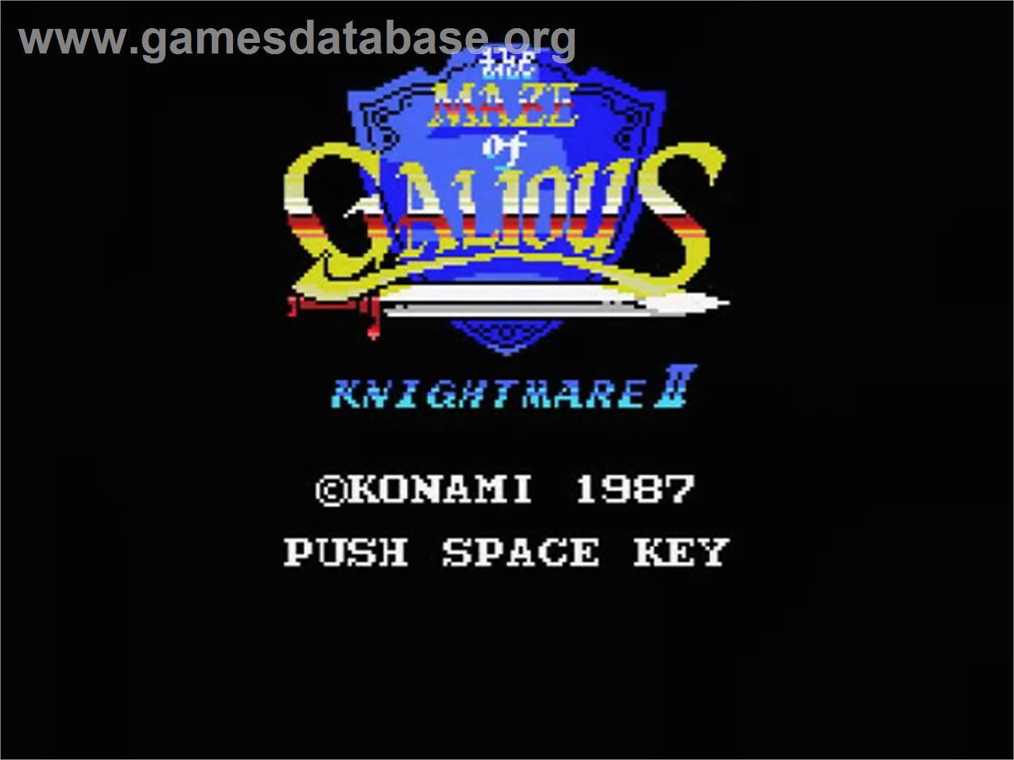 Knightmare 2: The Maze of Galious - MSX - Artwork - Title Screen