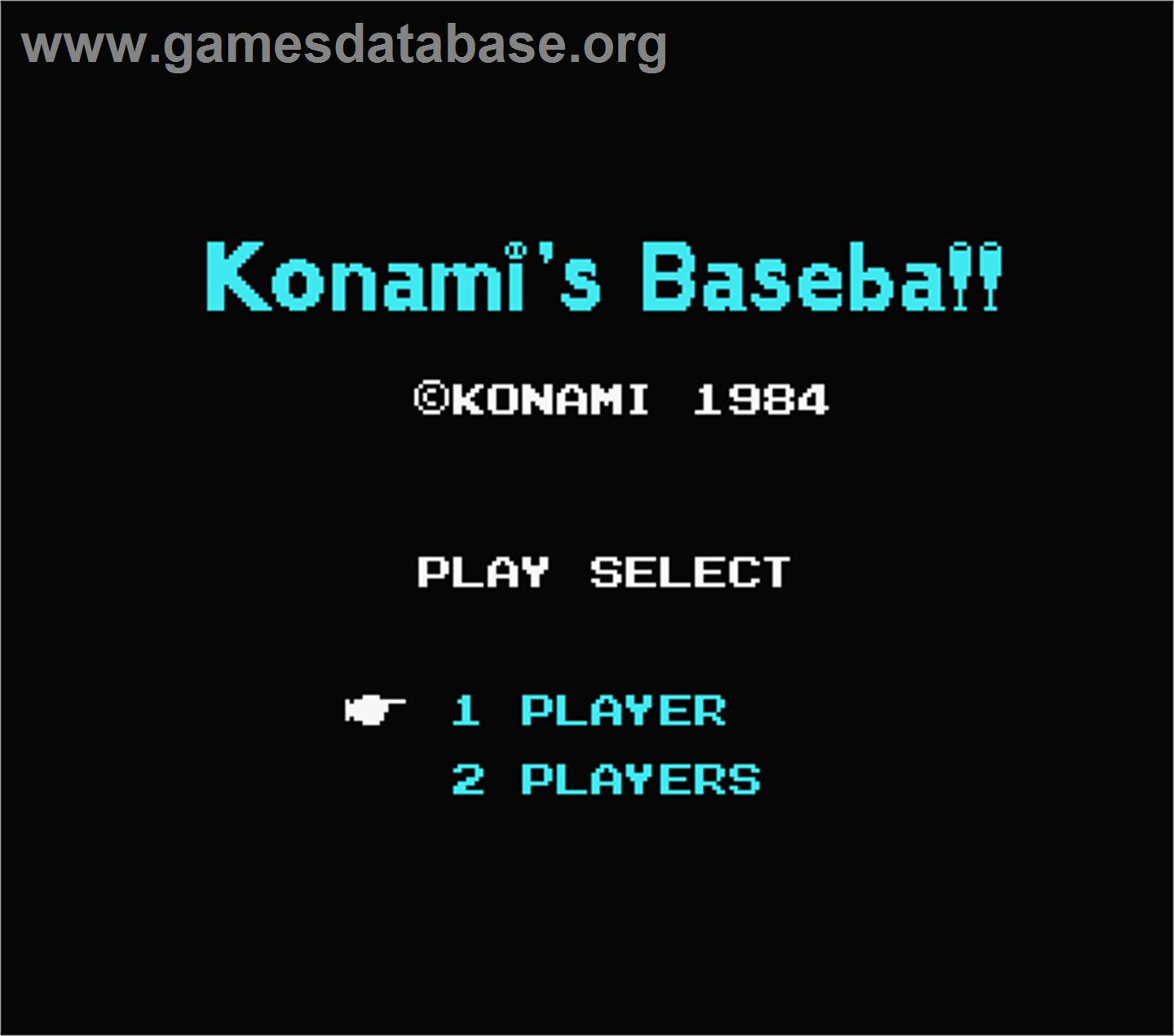 Konami's Baseball - MSX - Artwork - Title Screen