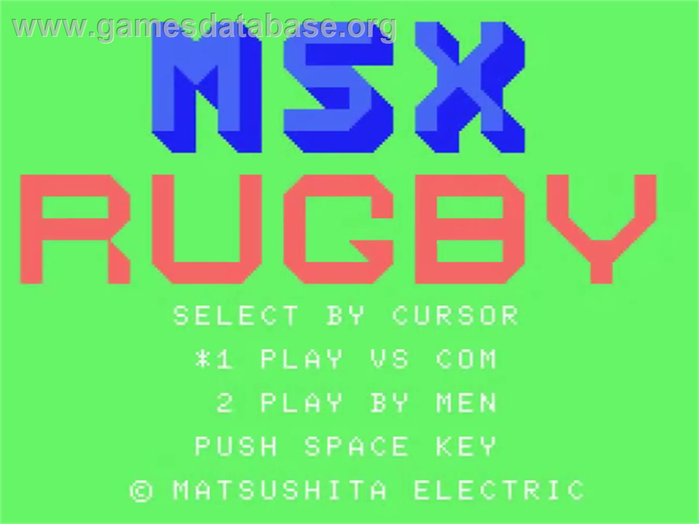 MSX Rugby - MSX - Artwork - Title Screen