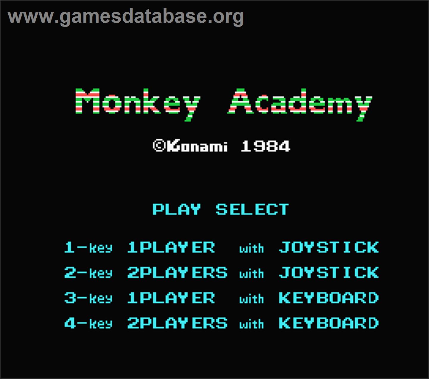 Monkey Academy - MSX - Artwork - Title Screen