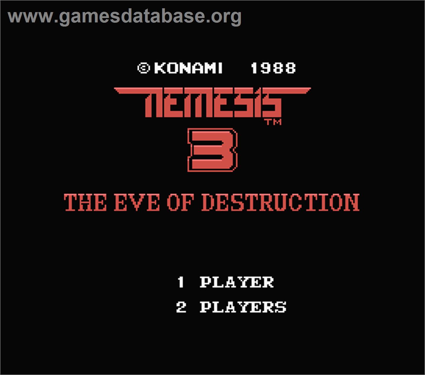Nemesis 3: The Eve of Destruction - MSX - Artwork - Title Screen