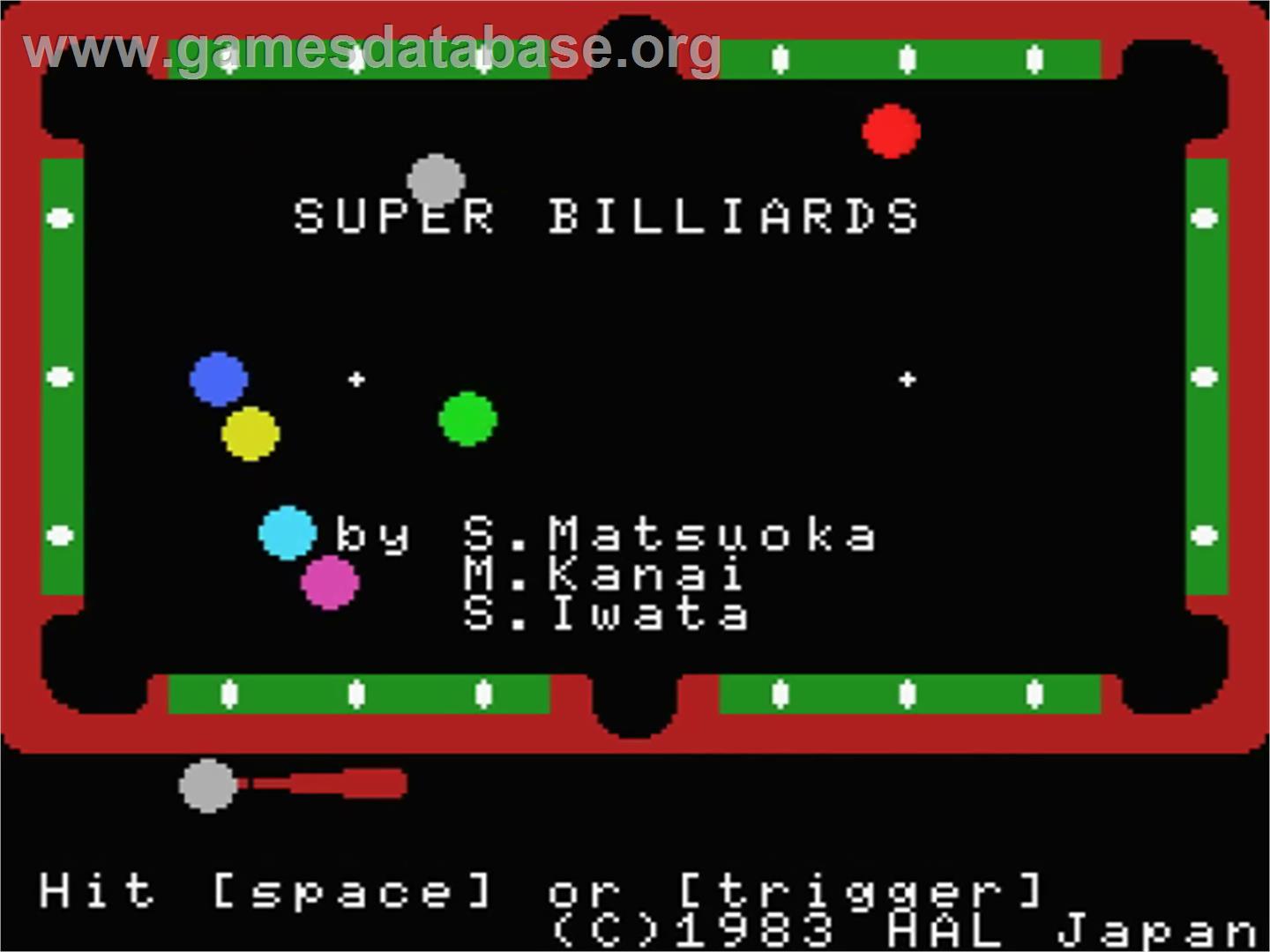 Super Billiards - MSX - Artwork - Title Screen
