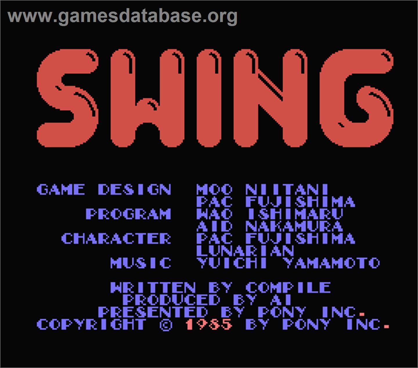 Swing - MSX - Artwork - Title Screen