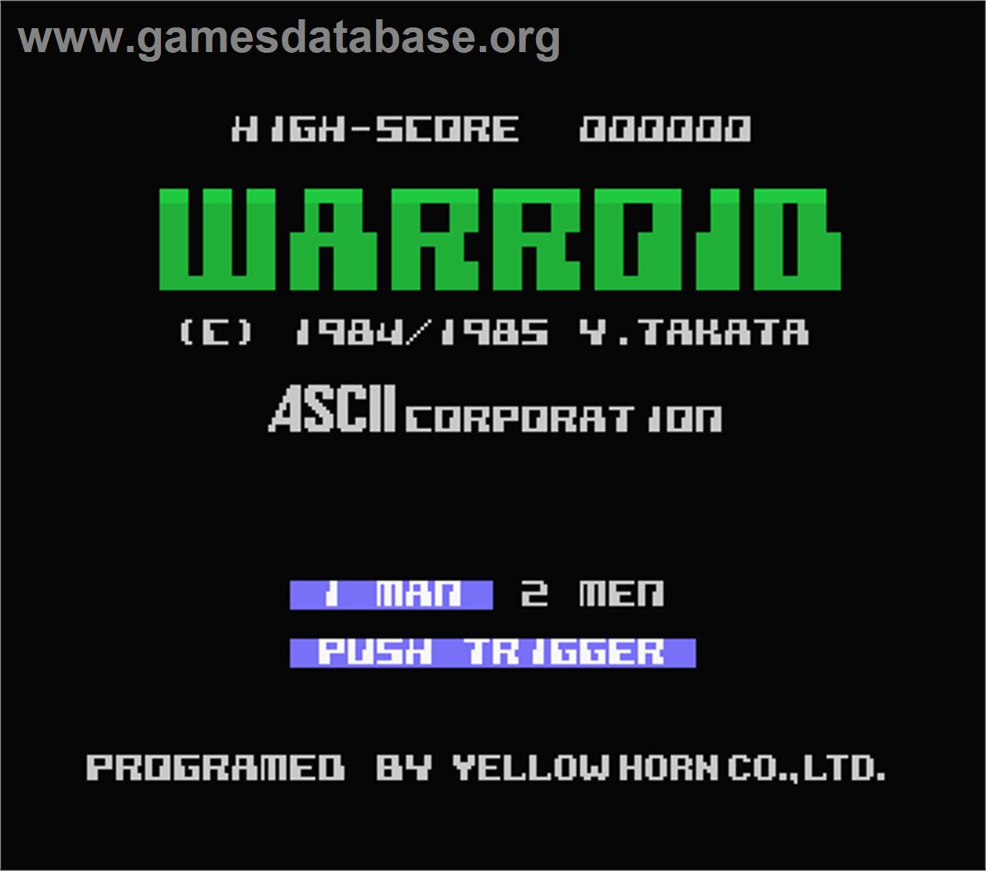 Warroid - MSX - Artwork - Title Screen