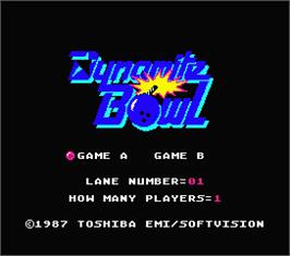 Title screen of Dynamite Bowl on the MSX 2.