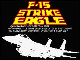 Title screen of F-15 Strike Eagle on the MSX 2.