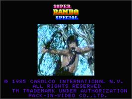 Title screen of Super Rambo Special on the MSX 2.