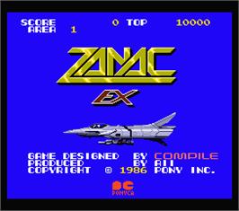 Title screen of Zanac EX on the MSX 2.