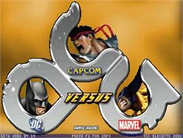 Title screen of DC vs Capcom vs Marvel on the MUGEN.